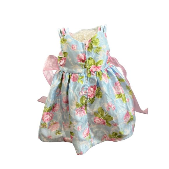 Bonnie Baby Size 12 Months Formal Dress Blue Pink Floral Taffeta Sleeveless Poof - Picture 6 of 12